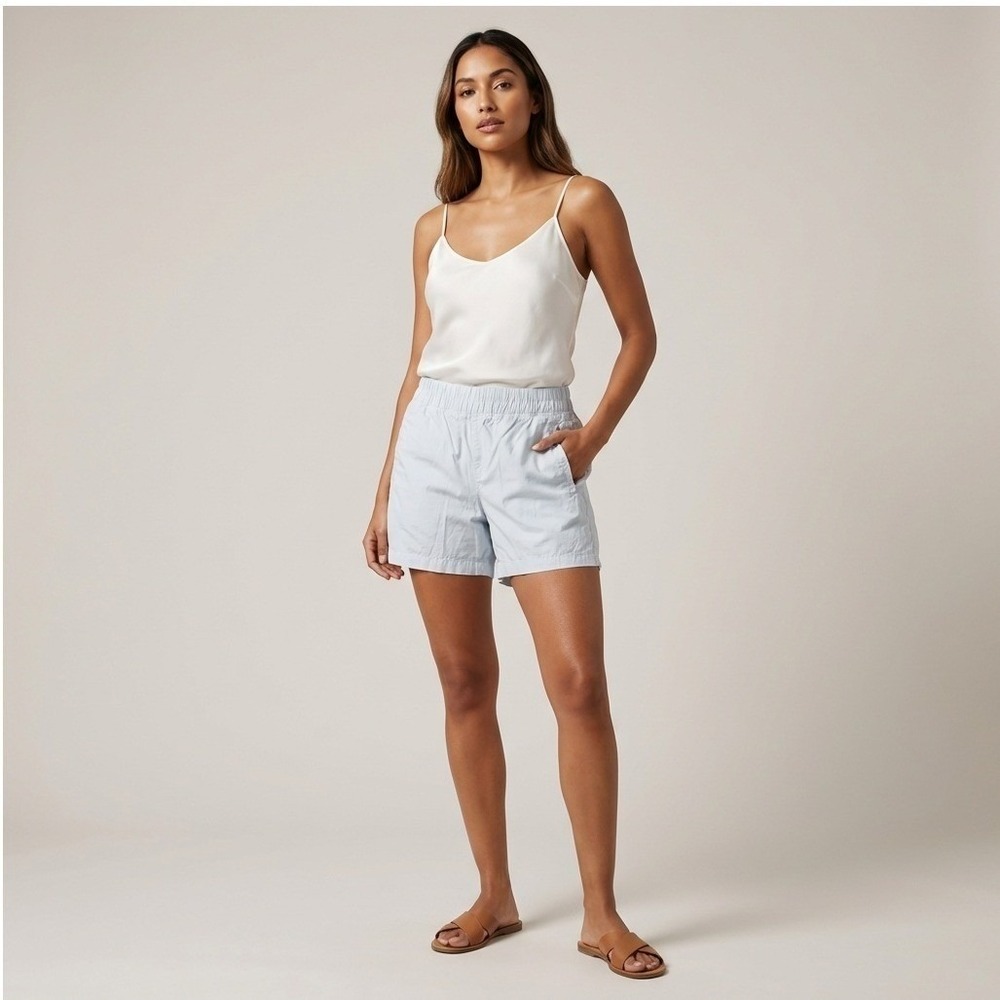 JAMES PERSE Women Light Blue Cotton Blend Elastic Waist Pull On Shorts Size‎ 2